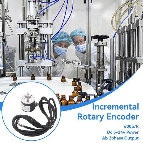 Pro-Grade 600P Incremental Rotary Encoder With AB Two-Phase Output, factory machinery, precise speed measurement, 5-24V DC, 6mm shaft