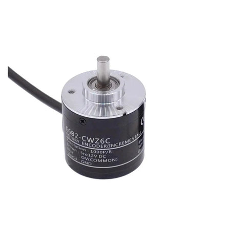 Incremental Rotary Encoder E6B2-CWZ6C 1000 P R 5-24V DC NPN Output, compact and lightweight sensor front view.