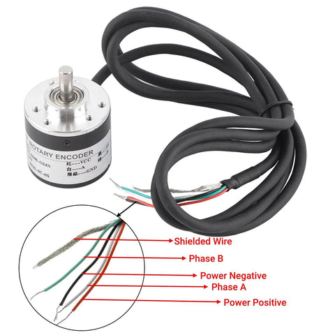 Image of an Incremental Rotary Encoder with AB Two Phase Output for Industrial Measurement showing wiring and connections.