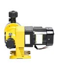Side view of Rugged High Precision Mechanical Diaphragm Metering Pump for Fluid Delivery with 60L capacity at 0.3 MPa, yellow and black