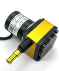 1000mm Draw Wire Encoder With 24V DC Supply And 0 To 5K Ohm Output, shown in metallic casing, top angle view.