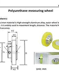 2 Pack Industrial Encoder Roller Wheel Set with diagram, wear-resistant non-slip polyurethane, aluminum bracket, 68mm diameter, 6mm center hole