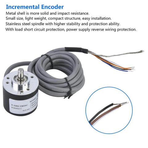 Incremental Encoder With Quick Response Internal ASIC System Wide Voltage 5 To 26 Volts 38 Millimeter Diameter 1024 PPR, with cables and connectors