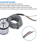 Incremental Rotary Encoder 300P R Pro Grade 5 To 26V DC 38mm Diameter NPN Open Collector ABZ Three Phase Encoder shown with cable
