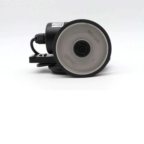 Side view of Autonics ENC 1 2 T 24 Incremental Rotary Encoder, black and gray, with 12-24V DC input, suited for industrial use.