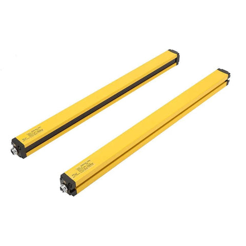 Two yellow aluminum light curtain sensor switches, Heavy Duty Pro Grade Light Curtain Sensor Switch 24V DC NPN NC With Infrared Photoelectric Safety