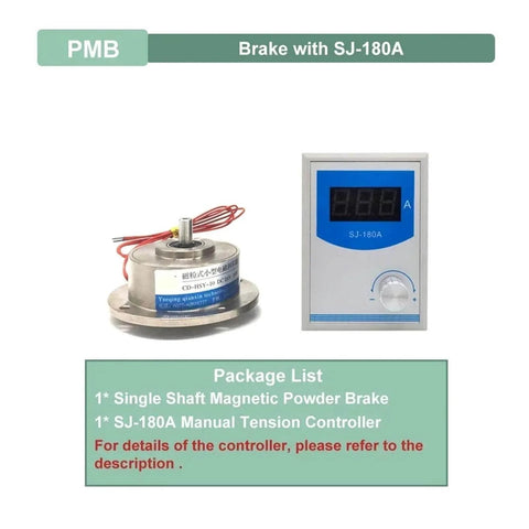 Compact Micro Magnetic Powder Brake Clutch System For Industrial-Grade Use, with SJ-180A tension controller and brake unit