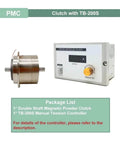 Micro Magnetic Powder Brake Clutch 1800 RPM with TB-200S tension controller for industrial motors and heavy-duty drive systems.