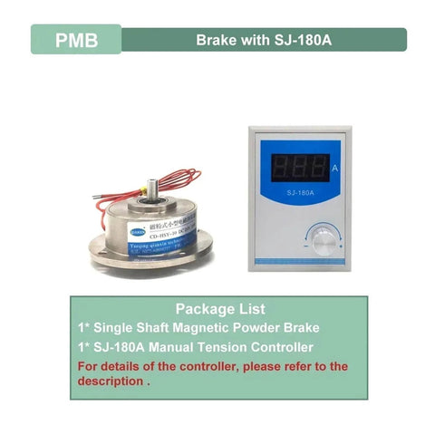 Heavy Duty Magnetic Powder Brake Clutch For Industrial Machinery 1800 RPM Torque Range 0.5 To 10 Nm Load Capacity 0.05 To 1 Kg SJ 180A Compatible Brake System package with controller display