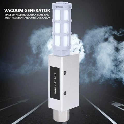 Beast Mode Performance Pneumatic Vacuum Generator Ejector Pump For Industrial Use CV 25HS aluminum body in front view