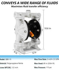 Air Operated Double Diaphragm Pump Workhorse 1/2 Inch Inlet Outlet, 12 GPM Dual Diaphragm Pneumatic Waste Oil Transfer Pump, Nitrile Seals