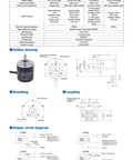 Diagram and specifications of Rotary Encoder With 100 200 360 500 600 800 1000 2000 Pulses Per Revolution, 5 To 24V DC.