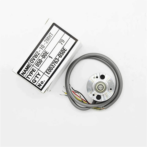 6mm Solid Shaft Incremental Rotary Encoder With 10 To 10000 PPR, shown with plug and cables, industrial grade for textile and CNC machines.