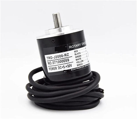 Absolute Rotary Encoder TRD-J1000-RZ Position Sensor For Industrial Machinery with Color J200, shown with wiring and label.