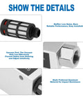 Detailed view of CV-10HS Vacuum Ejector And Pneumatic Exhaust Valve components, highlighting muffler, vacuum port, and aluminum shell material.
