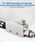 CV-10HS Vacuum Ejector And Pneumatic Exhaust Valve for industrial vacuum systems, aluminum alloy construction, threaded connection