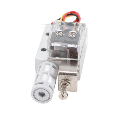 Close-up of SCV 10CK Pneumatic Vacuum Ejector Generator with PR1/4 Female Thread for Industrial Automation and Electronics.