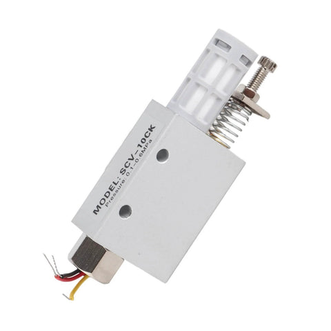 SCV 10CK Pneumatic Vacuum Ejector Generator with PR1/4 Female Thread for Industrial Automation, shown with metal spring and components.