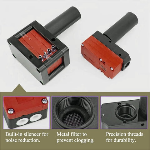 Vacuum Generator Ejector For Pneumatic Negative Pressure Systems, Pro Grade, with noise silencer and metal filter features.