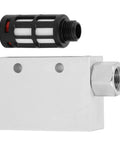 Heavy Duty Pneumatic Vacuum Generator Ejector CV 10 HS with aluminum alloy build, showing side connection and filter.