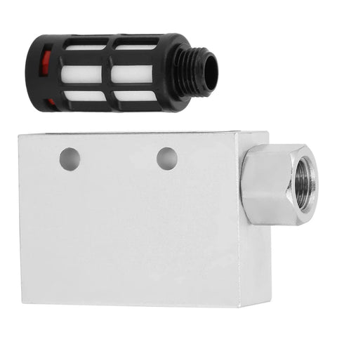 Heavy Duty Pneumatic Vacuum Generator Ejector CV 10 HS with aluminum alloy build, showing side connection and filter.