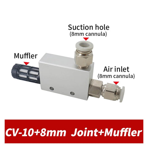Vacuum Generator CV-10HS Series Venturi Ejector With High Negative Pressure, 8mm Fittings, Muffler and Joint Components