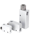 Pneumatic Vacuum Generator CV-15HS-10mm Negative Venturi Vacuum Ejector trio silver metallic blocks with threaded ports.