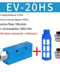 Beast Vacuum Generator With Suction Cup And Negative Pressure Design, EV 20HS 6mm connector, blue casing, industrial use diagram