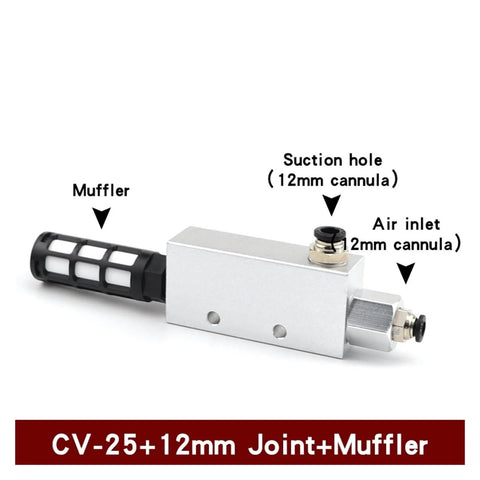Heavy Duty Vacuum Generator With Rock Solid Suction Cup Negative Pressure Control And Air Ejector with 12mm muffler and air inlet.