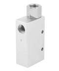 Rock-Solid Vacuum Venturi Generator with 1.5 mm nozzle, 1/4 inch PT female thread showing side view, aluminum alloy build for industrial use