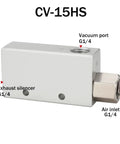 CV-15HS Top Pick Industrial Pneumatic Vacuum Generator With High Negative Venturi Air Exhaust Ejector, features labeled ports