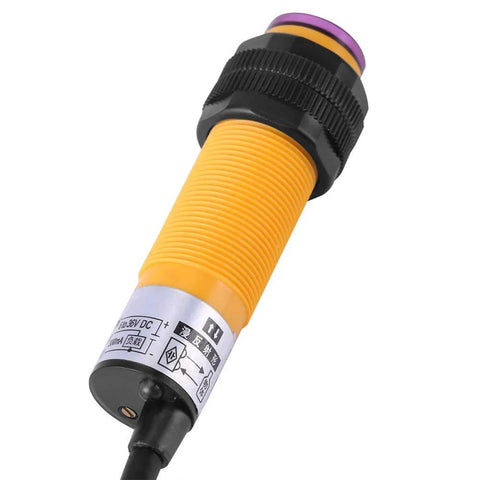 Infrared Photoelectric Sensor Switch, 3 Wire PNP, 6-36V DC Compatible, yellow industrial automation sensor for conveyor belts
