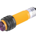 Infrared Photoelectric Sensor Switch, 3 Wire PNP, 6-36V DC Compatible, yellow sensor for conveyor automation.