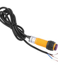 Infrared Photoelectric Sensor Switch, 3 Wire PNP, 6-36V DC Compatible, industrial grade sensor with long cable, front view