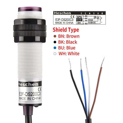M18 Infrared Photoelectric Proximity Sensor Diffuse Reflection Type With 10 to 200 cm Detection Range cables and label