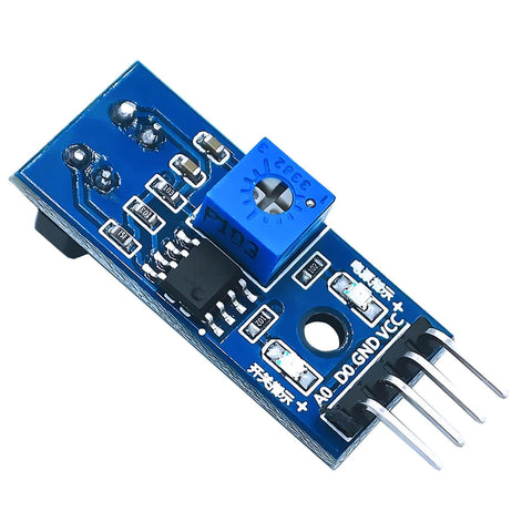 Infrared Reflective Photoelectric Sensor Switch Module 3.3V To 5V Compatible With TCRT5000, blue PCB close-up view