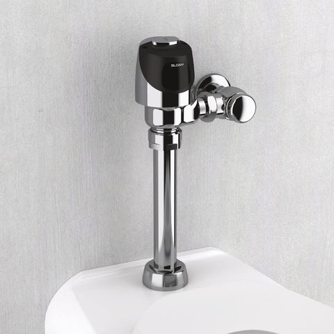 G2 Optima Plus 8111 Exposed Sensor Water Closet Flushometer with 1.6 GPF Valve and Infrared Sensor, installed on toilet