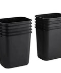 Two black rectangular wastebaskets with ribbed rims, front view; 28 qt (7 gal) capacity, Sam brand.