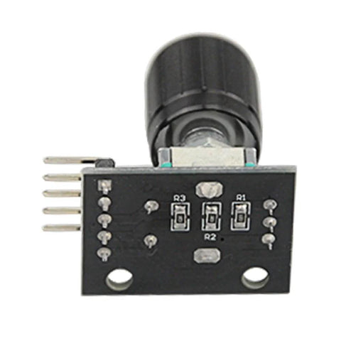 Close-up of KY-040 Rotary Encoder Module from 5 Pack KY-040 Rotary Encoder Module Kit With 120 Multicolor Breadboard Jumpers And Ribbon Cables.