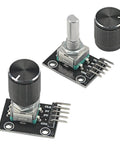 5 Pack KY-040 Rotary Encoder Module Kit With 120 Multicolor Breadboard Jumpers And Ribbon Cables, Detent Push Button