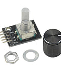 5 Pack KY-040 Rotary Encoder Module Kit with knob, washer, and nut; ideal for Arduino and microcontroller projects.