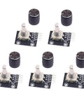 Five Pack 360 Degree Rotary Encoder Module KY-040 Sensor Development Board With Push Button for Arduino projects, top view