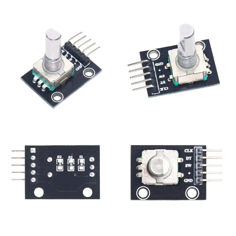Close-up of Five Pack 360 Degree Rotary Encoder Module KY-040 Sensor Development Board with Push Button for Arduino Projects