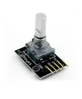 Single KY 040 rotary encoder module for Arduino Raspberry Pi, showing metal spindle and PCB connectors, 32x19x30 mm, 5V powered.