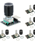 Six Pack KY-040 Rotary Encoder Modules With Push Button And Knob Cap For Arduino Makers And DIY Hobbyists, 5V 360 Degree Detent