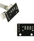Six Pack KY-040 Rotary Encoder Modules With Push Button And Knob Cap For Arduino Makers, showing front and back views.