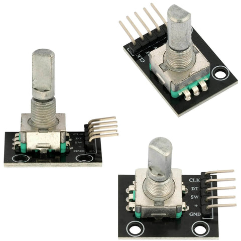 Six Pack KY-040 Rotary Encoder Modules With Push Button And Knob Cap For Arduino Makers And DIY Hobbyists