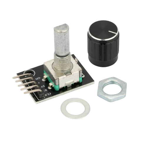 Six Pack KY-040 Rotary Encoder Modules With Push Button And Knob Cap For Arduino Makers And DIY Hobbyists, 5V 360 Degree Detent Rotary Encoders