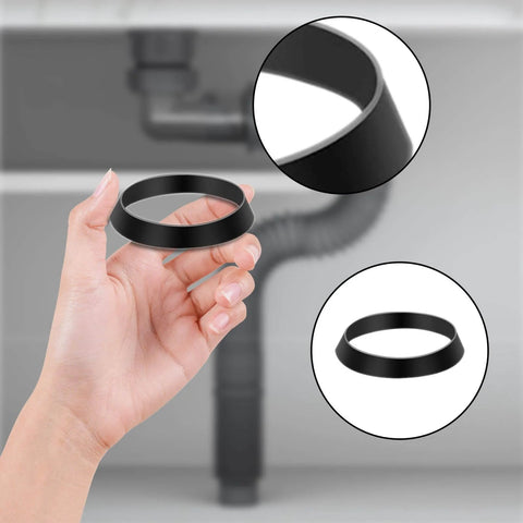 Hand holding a rubber gasket from 20 Piece Kitchen Sink Drain Gasket Seal Ring Set For 1.2 To 1.4 Inch Slip Joint Washers