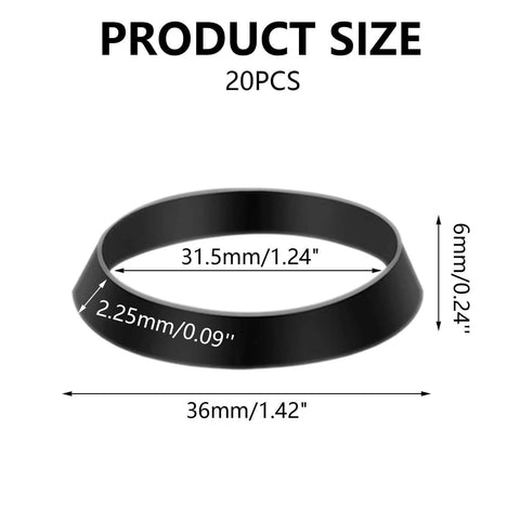 Dimensions of 20 Piece Kitchen Sink Drain Gasket Seal Ring Set For 1.2 To 1.4 Inch Slip Joint Washers Rubber Leak Proof Seals Durable Kitchen Kit